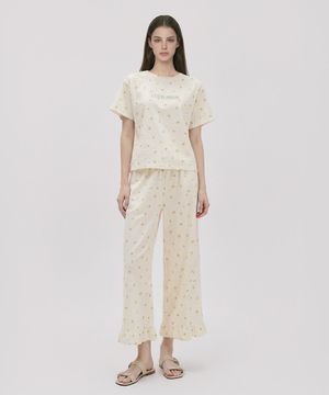 032A 레몬 하프 슬리브 탑 & 미디 팬츠