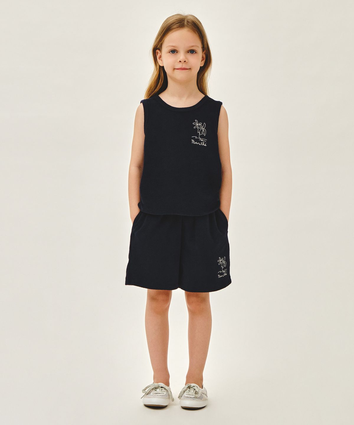 마리떼 키즈(MARITHÉ KIDS) KIDS TERRY SLEEVELESS+PANTS SET-UP navy
