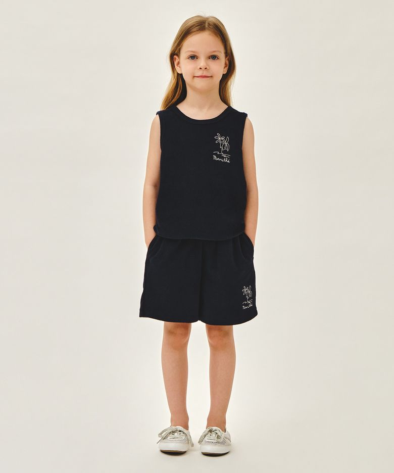 KIDS TERRY SLEEVELESS+PANTS SET-UP navy