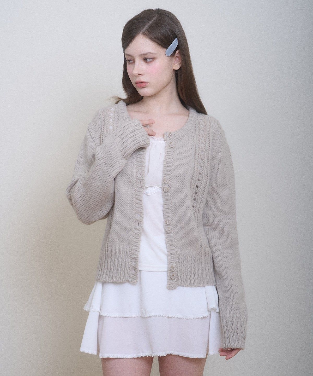 벨리아르(BELLIALEU) PLIE CHIFFON SKIRT WHITE