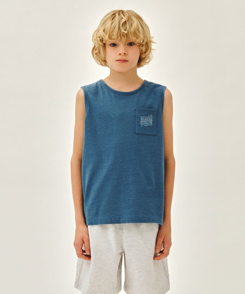 KIDS DOODLE CLASSIC LOGO POCKET SLEEVELESS blue