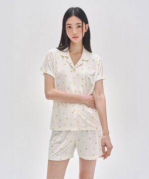 032A 레몬 하프 슬리브 탑 & 하프 팬츠