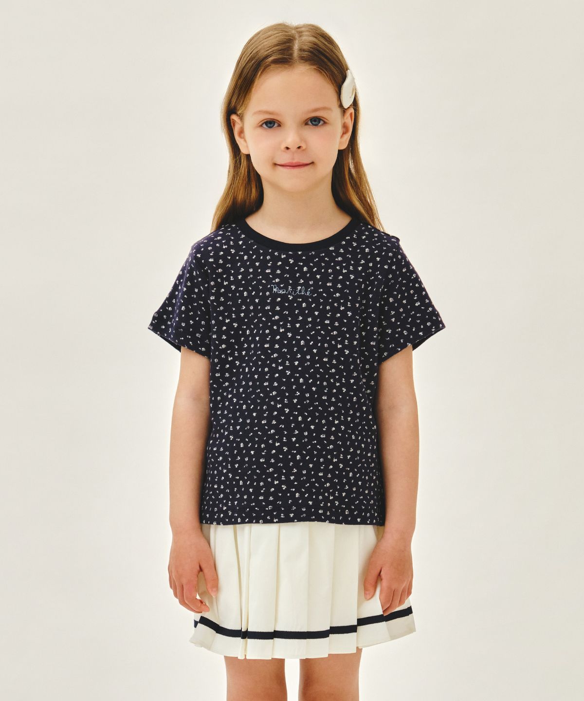 마리떼 키즈(MARITHÉ KIDS) KIDS W ALL OVER FLOWER TEE navy
