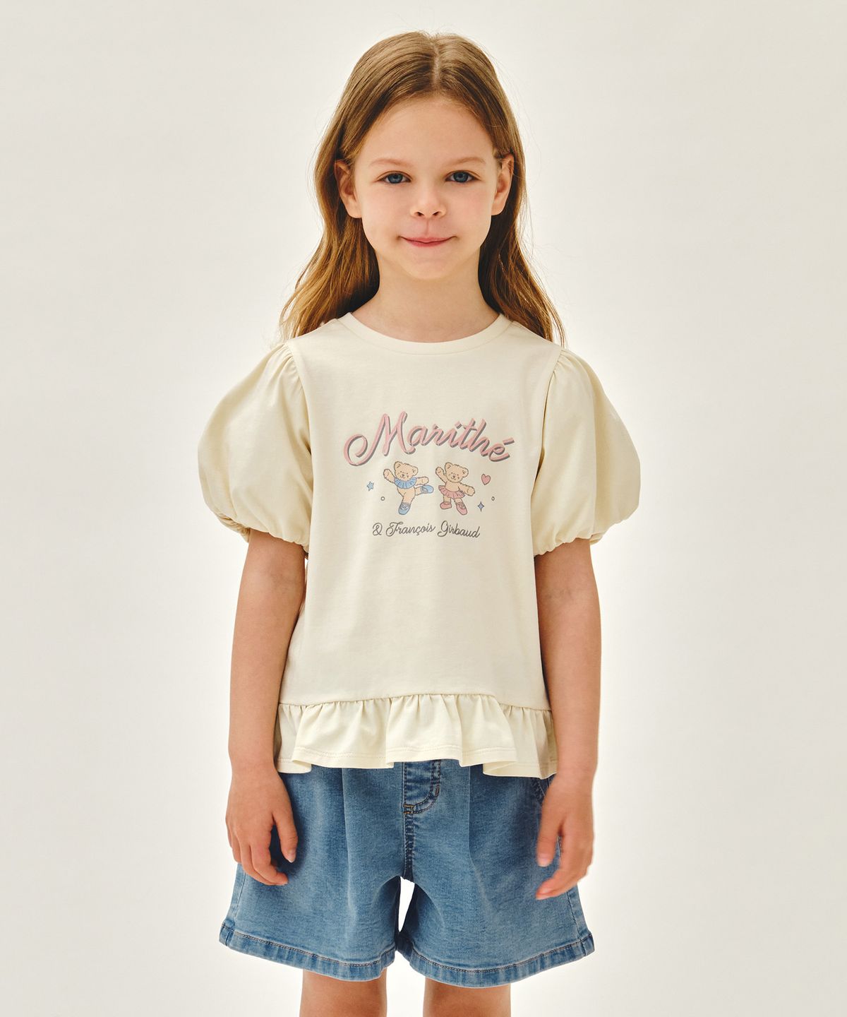 마리떼 키즈(MARITHÉ KIDS) KIDS W BALLOON SLEEVE PEPLUM TEE cream