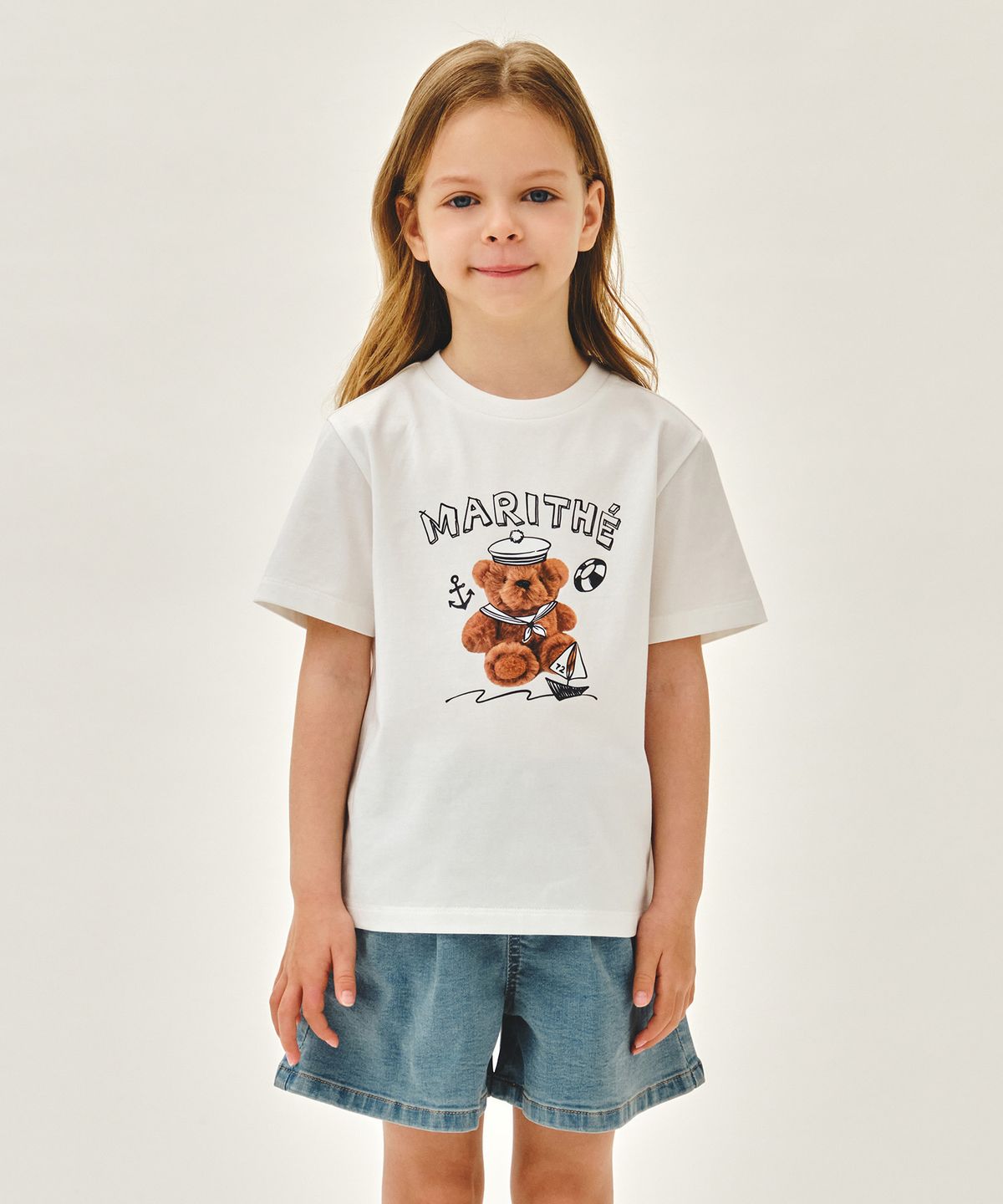 마리떼 키즈(MARITHÉ KIDS) KIDS MARINE BEAR REGEN TEE white