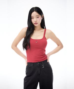 스몰 체리 더블 스트링 브라캡 슬리브리스 [레드]