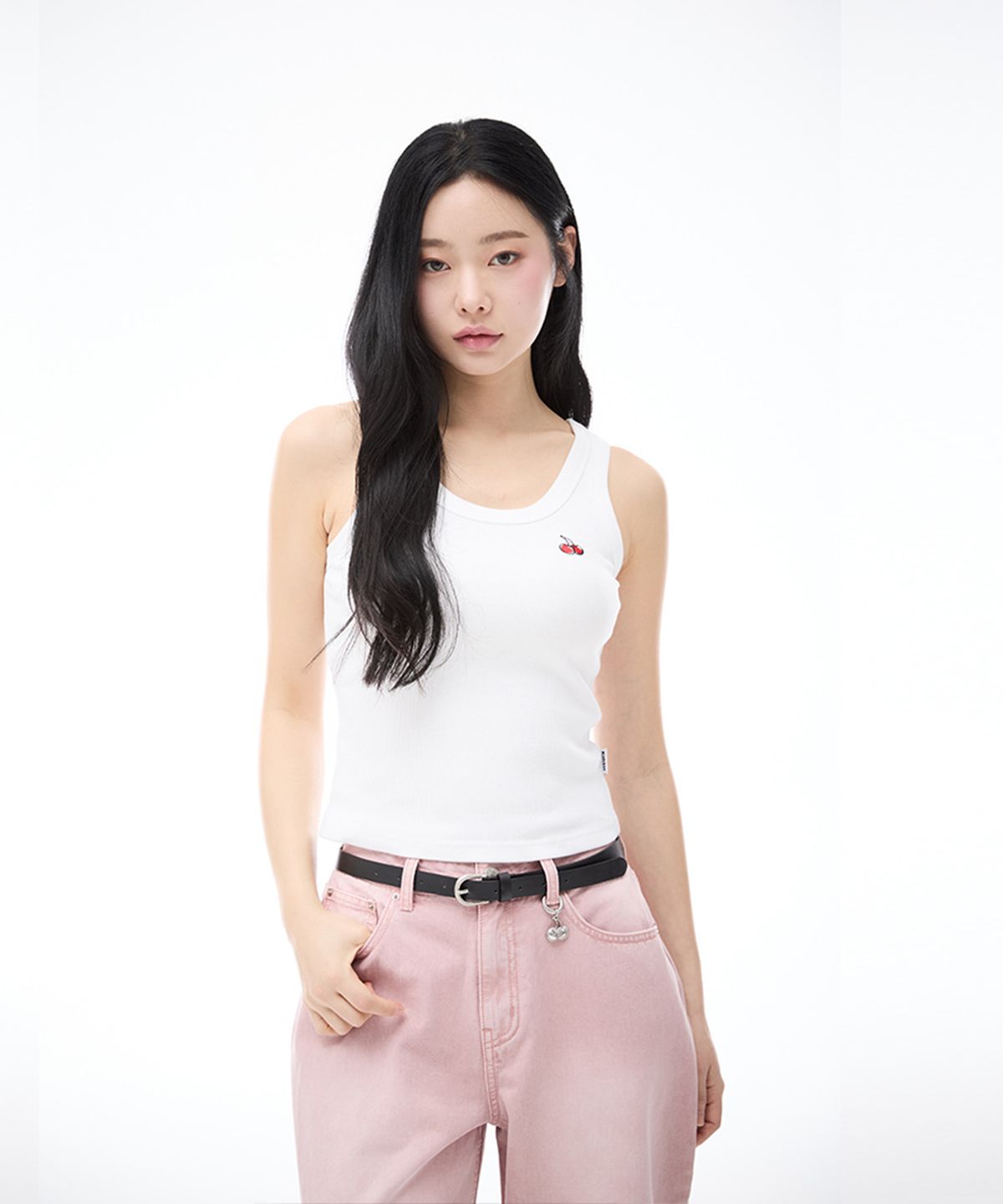 키르시(KIRSH) 스몰 체리 슬림핏 슬리브리스 [화이트]