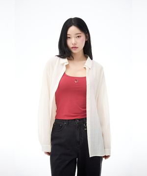 허리 스트링 루즈핏 셔츠 [라이트 옐로우]