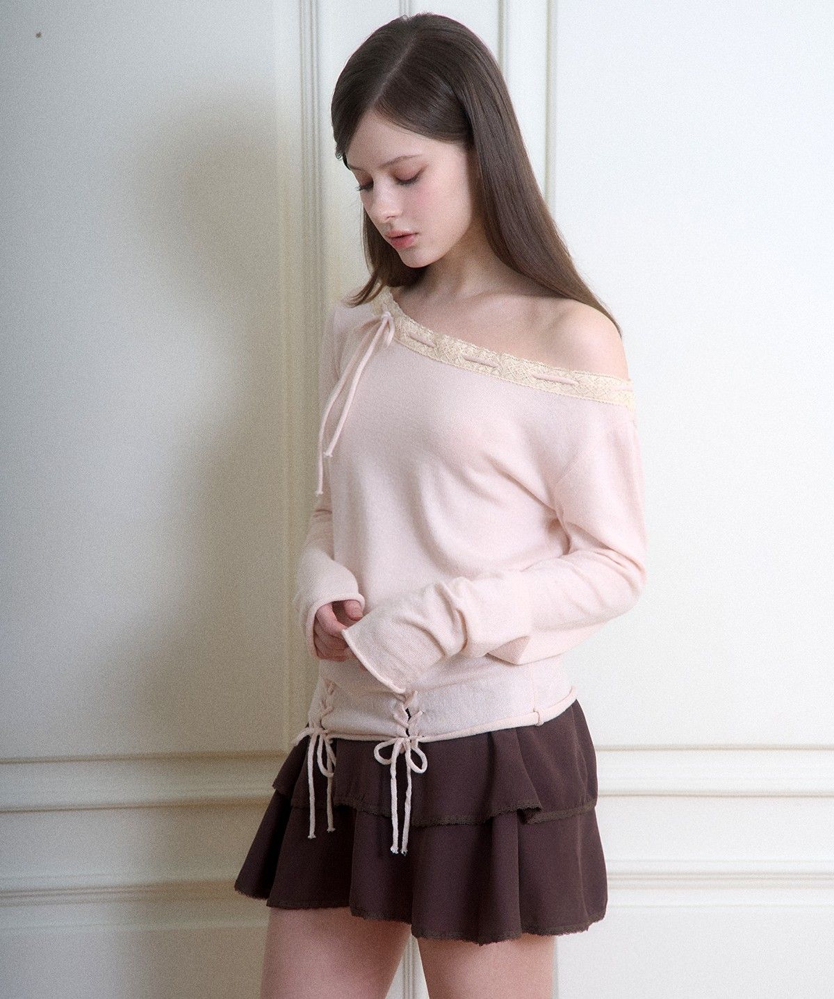 벨리아르(BELLIALEU) PLIE CHIFFON SKIRT BROWN