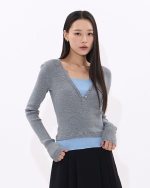 Double Layer Slim Knit (GRAY)