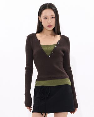 Double Layer Slim Knit (BROWN)