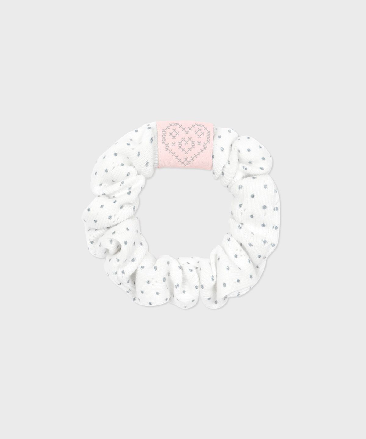 삭스어필(SOCKS APPEAL) pointelle dot mini hair scrunchie white