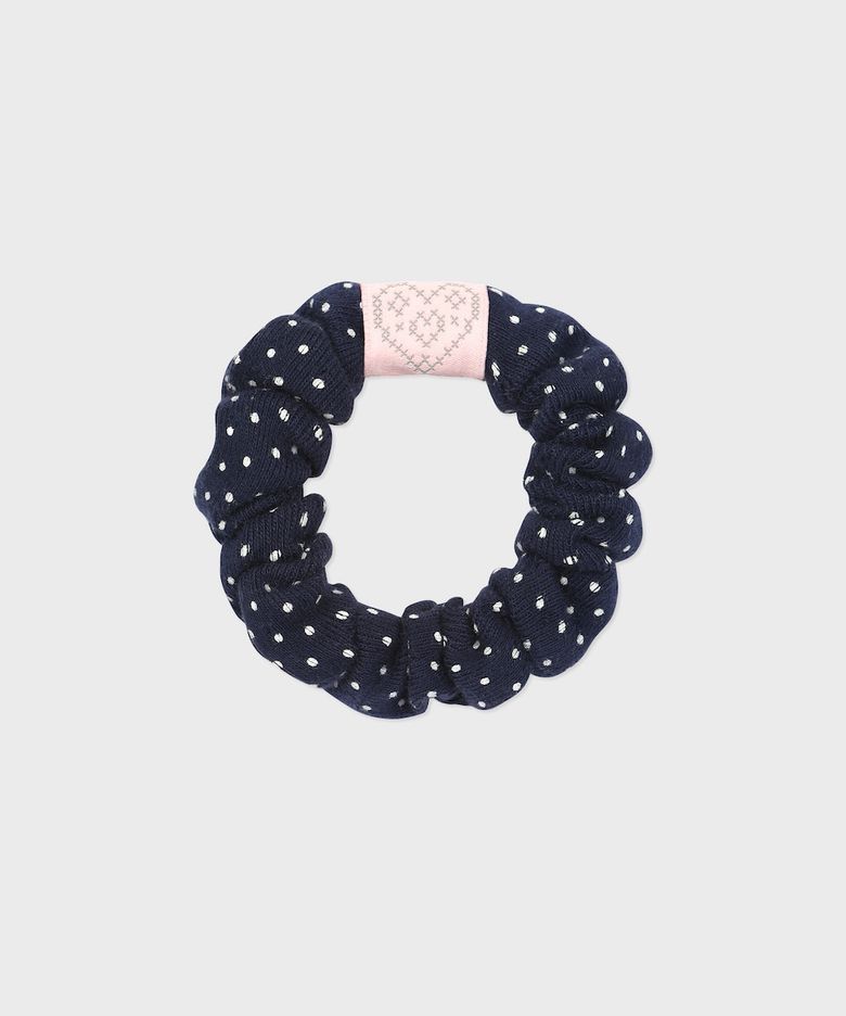 pointelle dot mini hair scrunchie navy