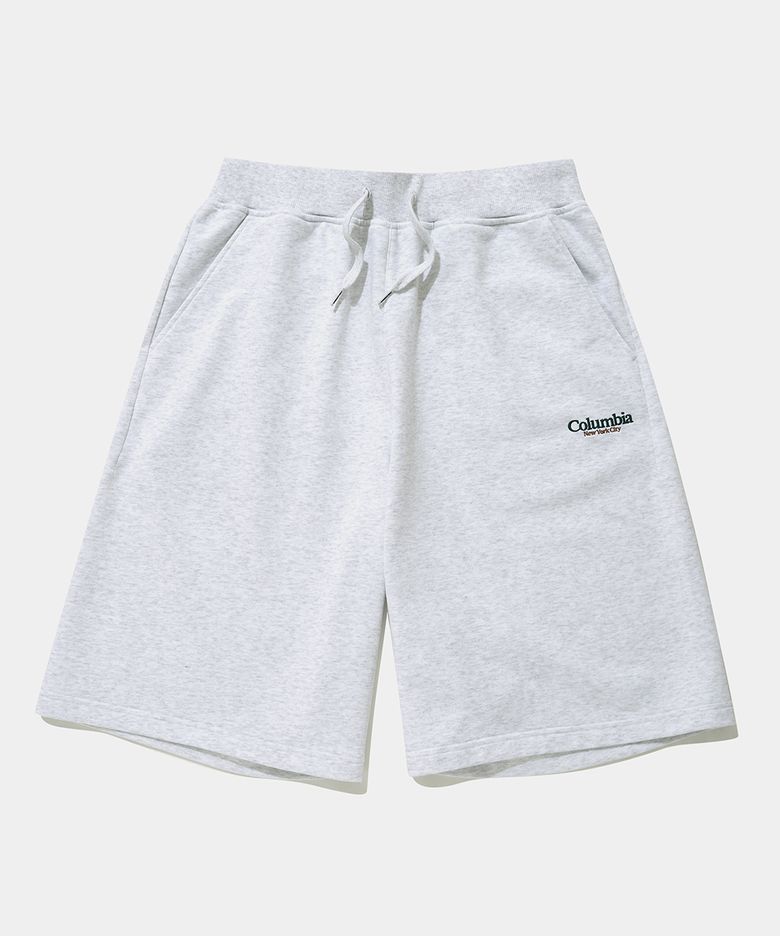 NYC EMB TERRY SWEAT SHORTS PANTS_LIGHT MELANGE GRAY