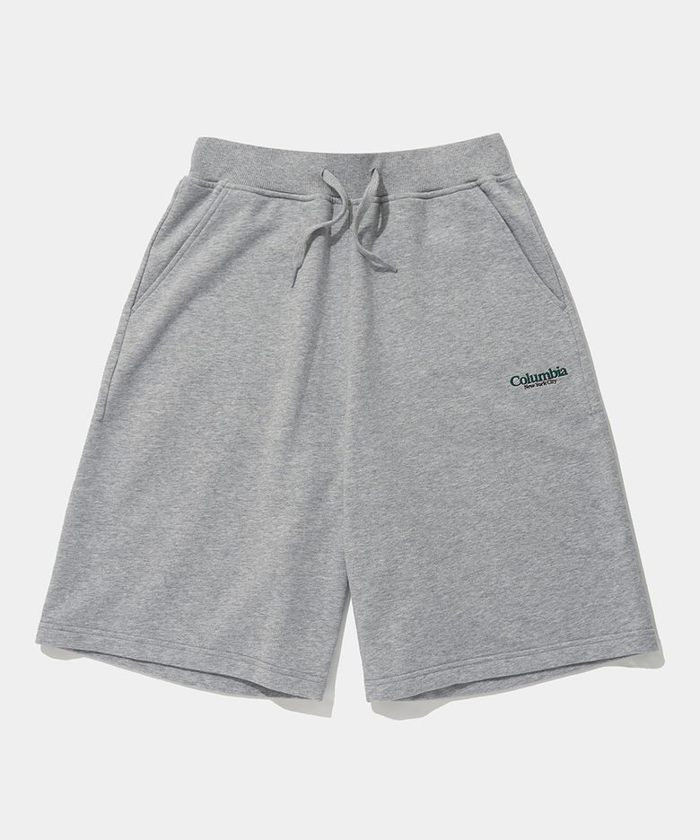 NYC EMB TERRY SWEAT SHORTS PANTS_MELANGE GRAY
