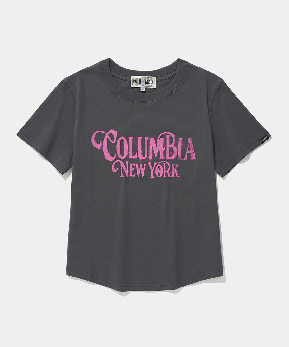 컬럼비아 유니버시티(COLUMBIA UNIVERSITY) UNI WOMEN CURVED SLIM-FIT S/S T-SHIRTS_CHARCOAL