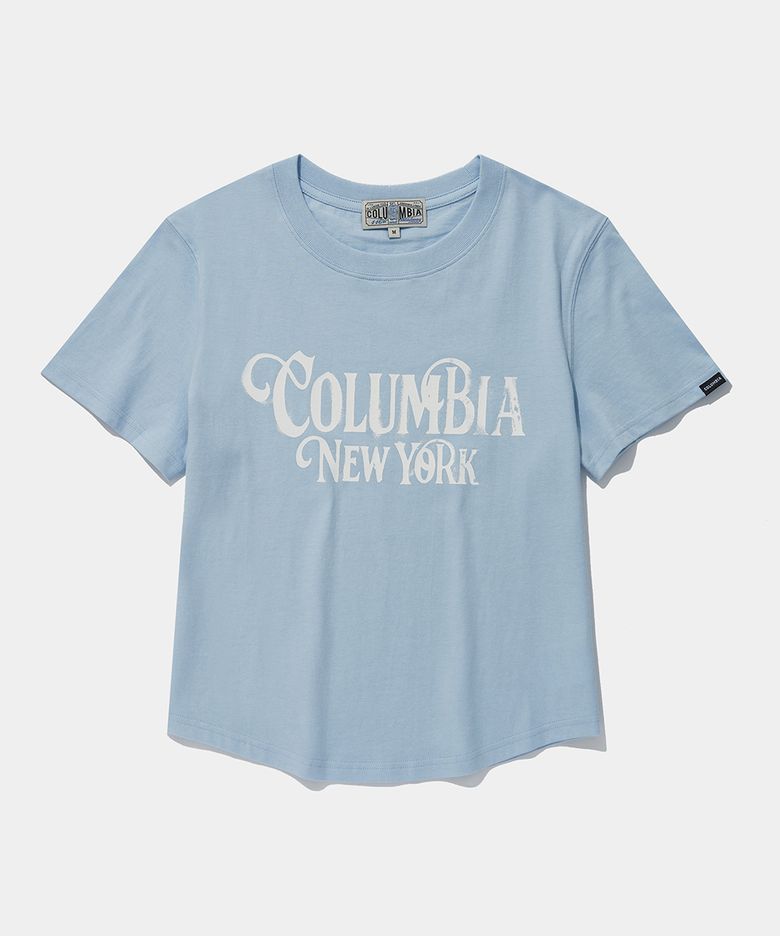 UNI WOMEN CURVED SLIM-FIT S/S T-SHIRTS_LIGHT BLUE