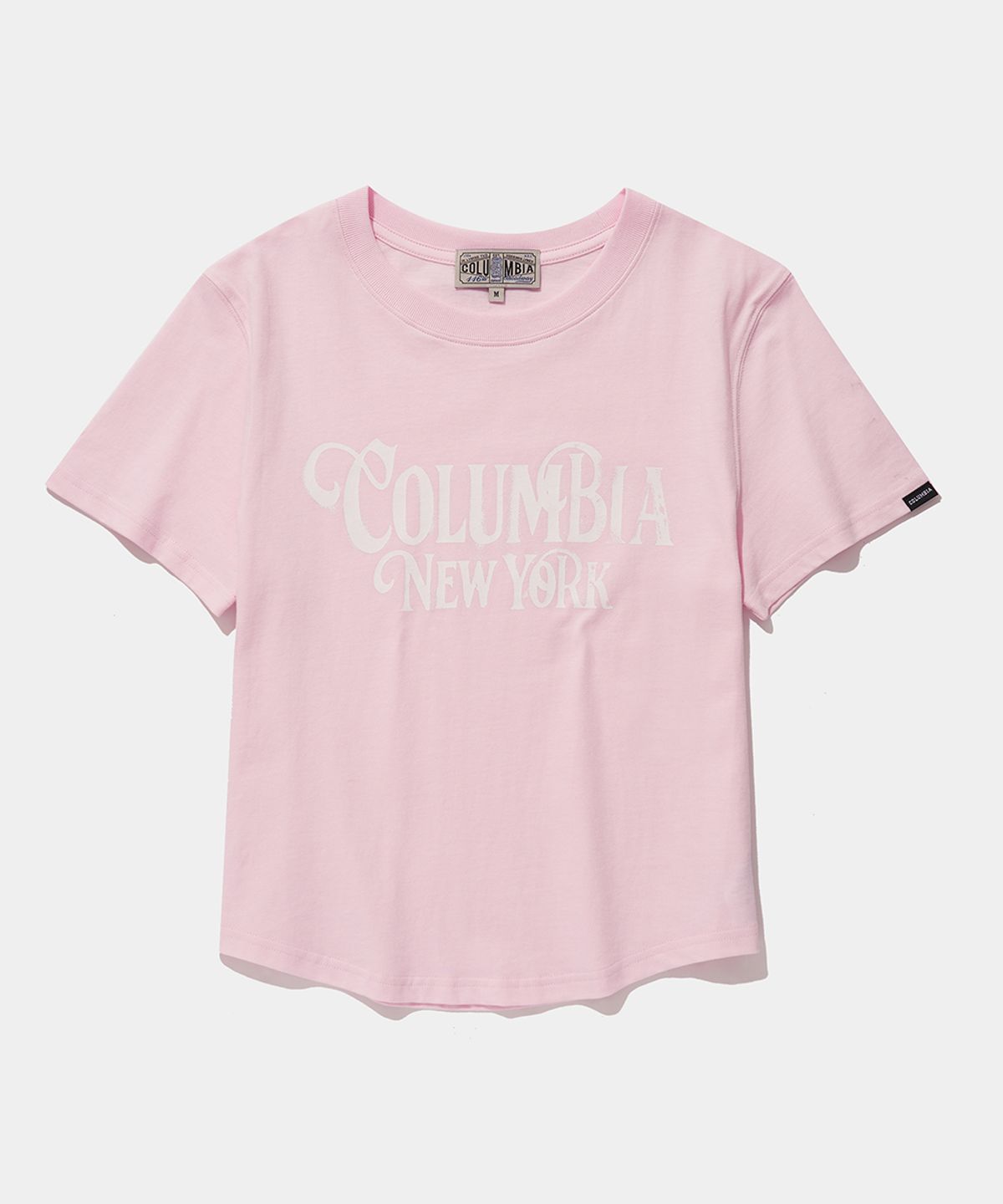 컬럼비아 유니버시티(COLUMBIA UNIVERSITY) UNI WOMEN CURVED SLIM-FIT S/S T-SHIRTS_LIGHT PINK