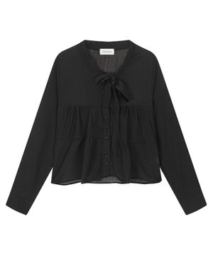 CELINE RIBBON BLOUSE BLACK