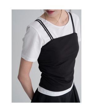 저지 레이어드 뷔스티에  블랙