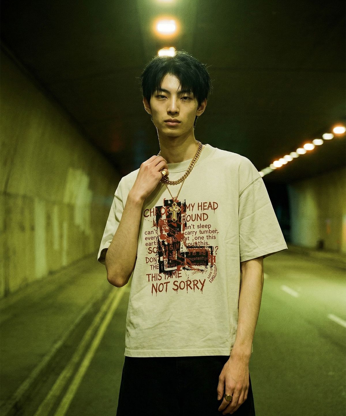 랑가주망(LENGAGEMENT) Not Sorry Salt Wash Crop Short Sleeve T-Shirt (White)