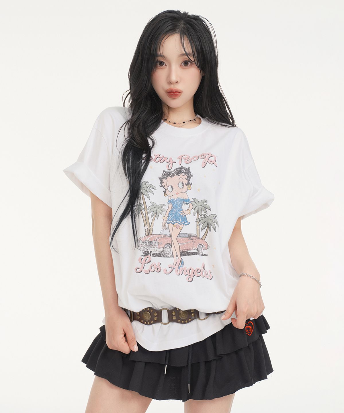 캔버스(CNVS) 베티붑 인 엘에이 오버핏 반팔 티셔츠_화이트
