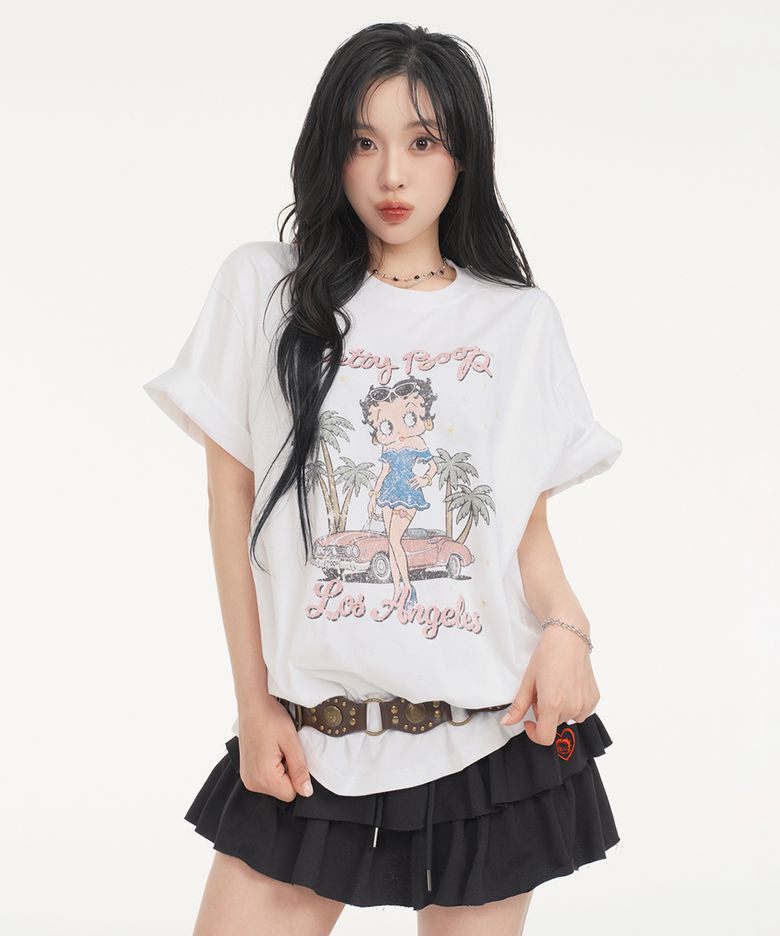 베티붑 인 엘에이 오버핏 반팔 티셔츠_화이트