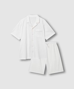 남 JAJU AIR 코튼 5부 파자마 세트_화이트