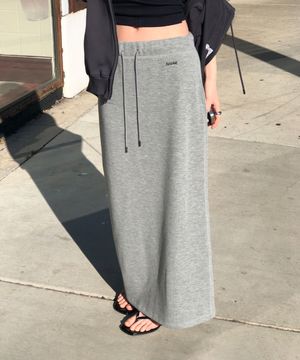 NOTE LONG SKIRT (MELANGE GRAY)