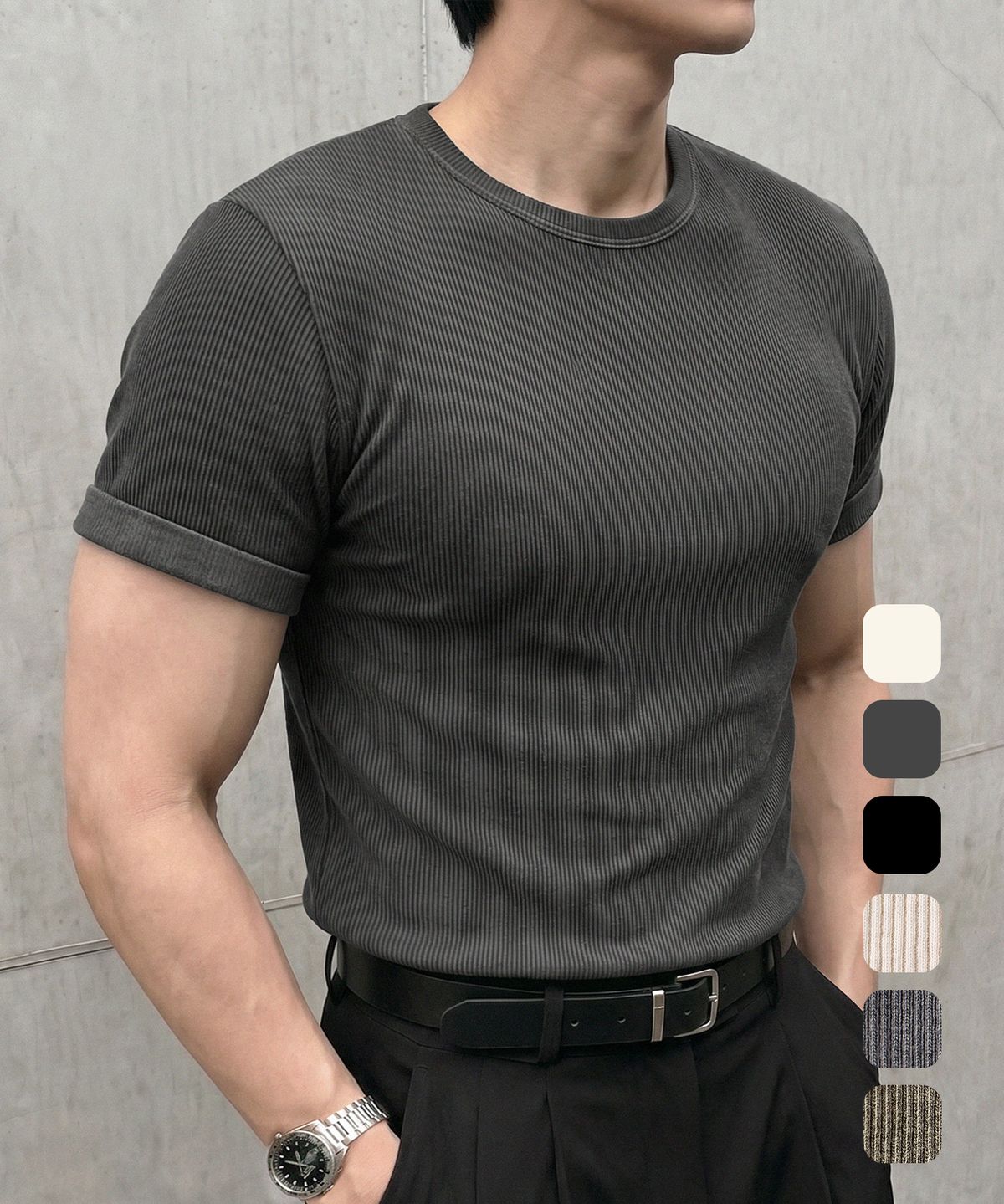 디미트리블랙(DIMITRI BLACK) [10주년기획] 에센셜 머슬핏 반팔 티셔츠_6 COLOR