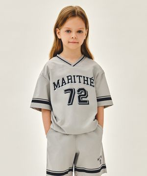 KIDS V NECK NYLON WOVEN TEE light gray