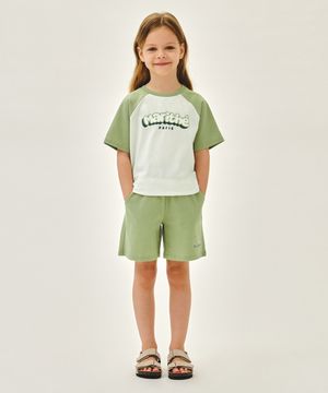 KIDS RAGLAN TEE+SHORTS SET-UP light green