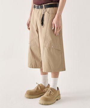 헤링본 코튼 버뮤다 쇼츠_베이지 [벨트/키링 선택]