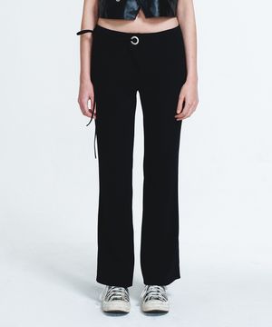 EYELET POINT BOOTSCUT SLACKS IN BLACK