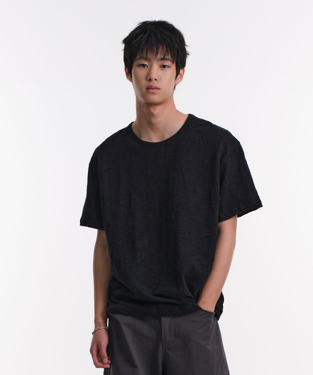 다이브인(DIVEIN) SLUB TEXTURE T-SHIRTS (BLACK)