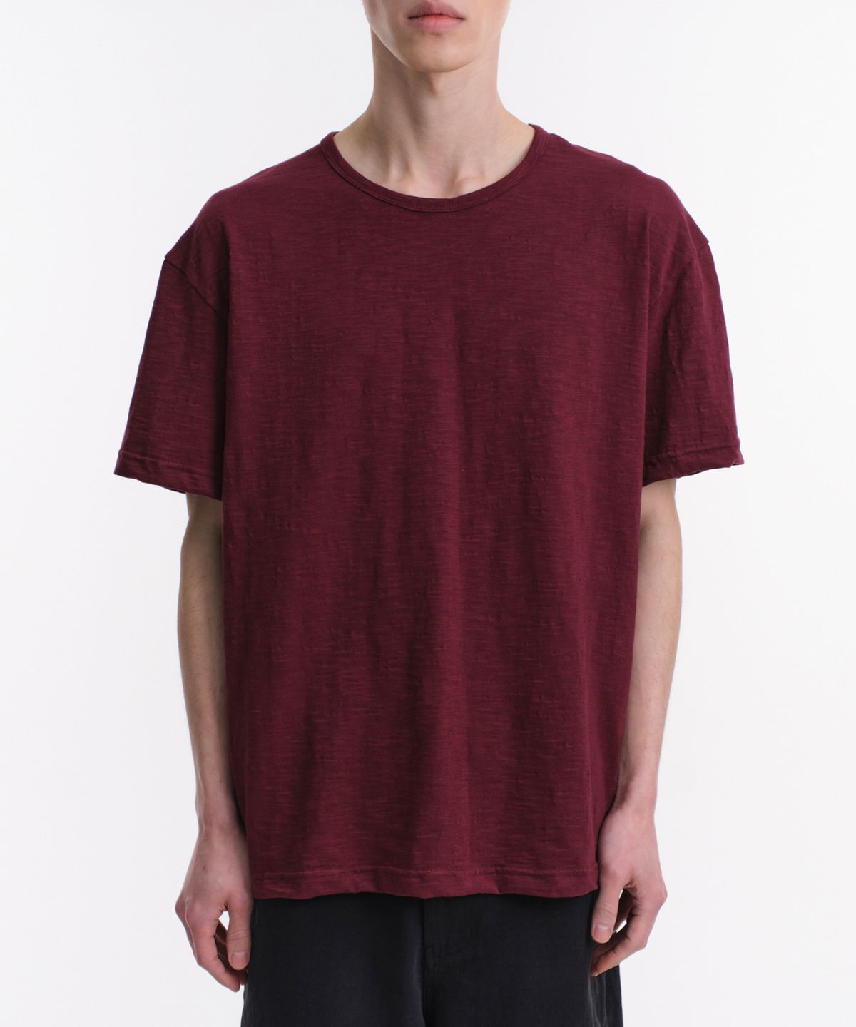 다이브인(DIVEIN) SLUB TEXTURE T-SHIRTS (BURGUNDY)