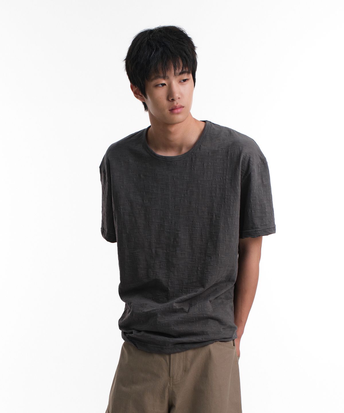 다이브인(DIVEIN) SLUB TEXTURE T-SHIRTS (CHARCOAL)