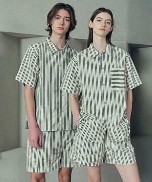 [2PACK] [uni] 모모 클라우드핏 스트라이프 셔츠 파자마 셋업