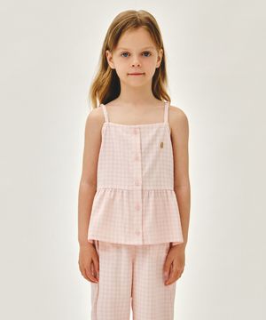 KIDS W CHECK SLEEVELESS BLOUSE pink