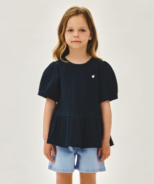 KIDS W PEPLUM BLOUSE navy