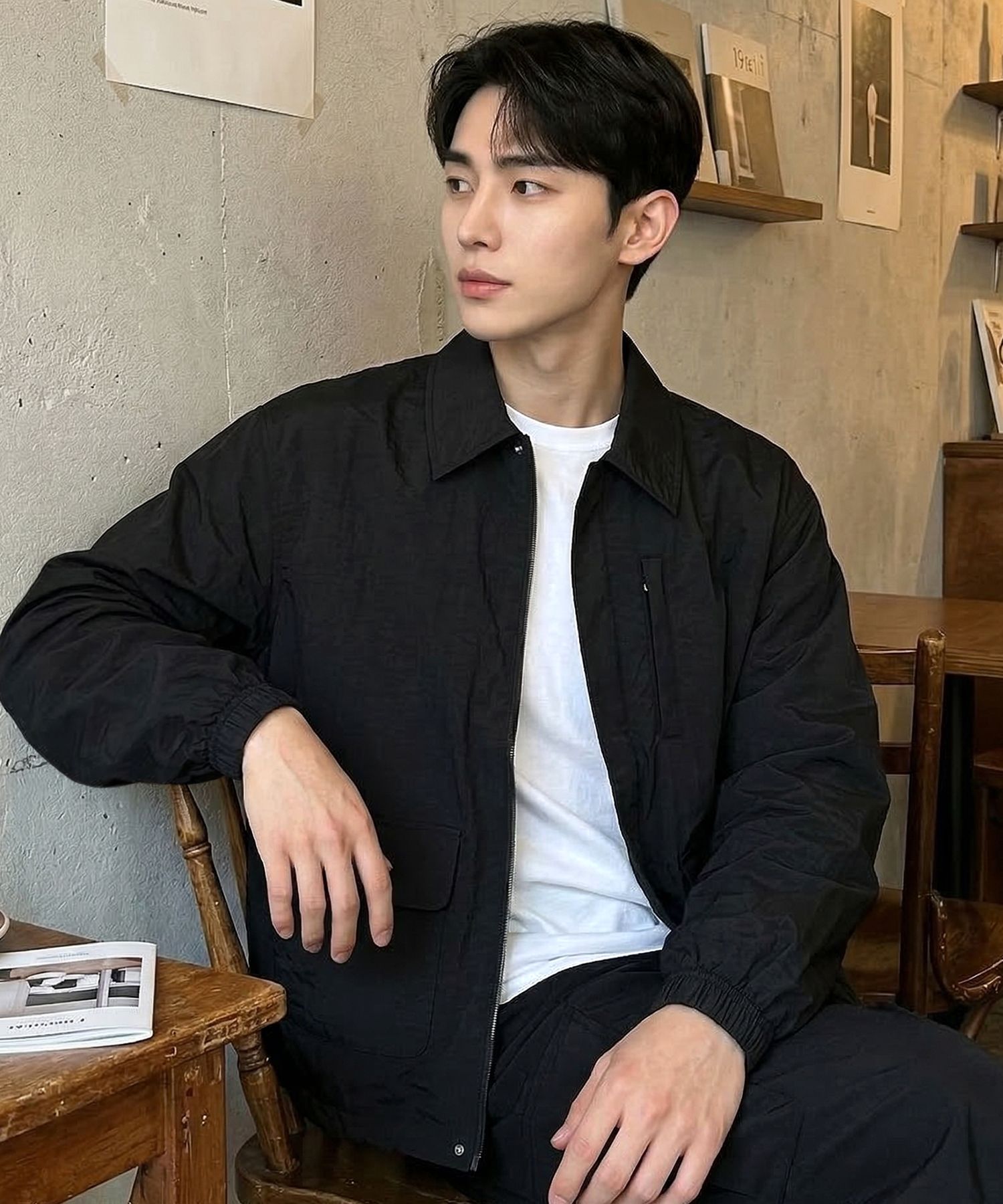 크롭 후드 집업 베스트 블랙 source detail 48