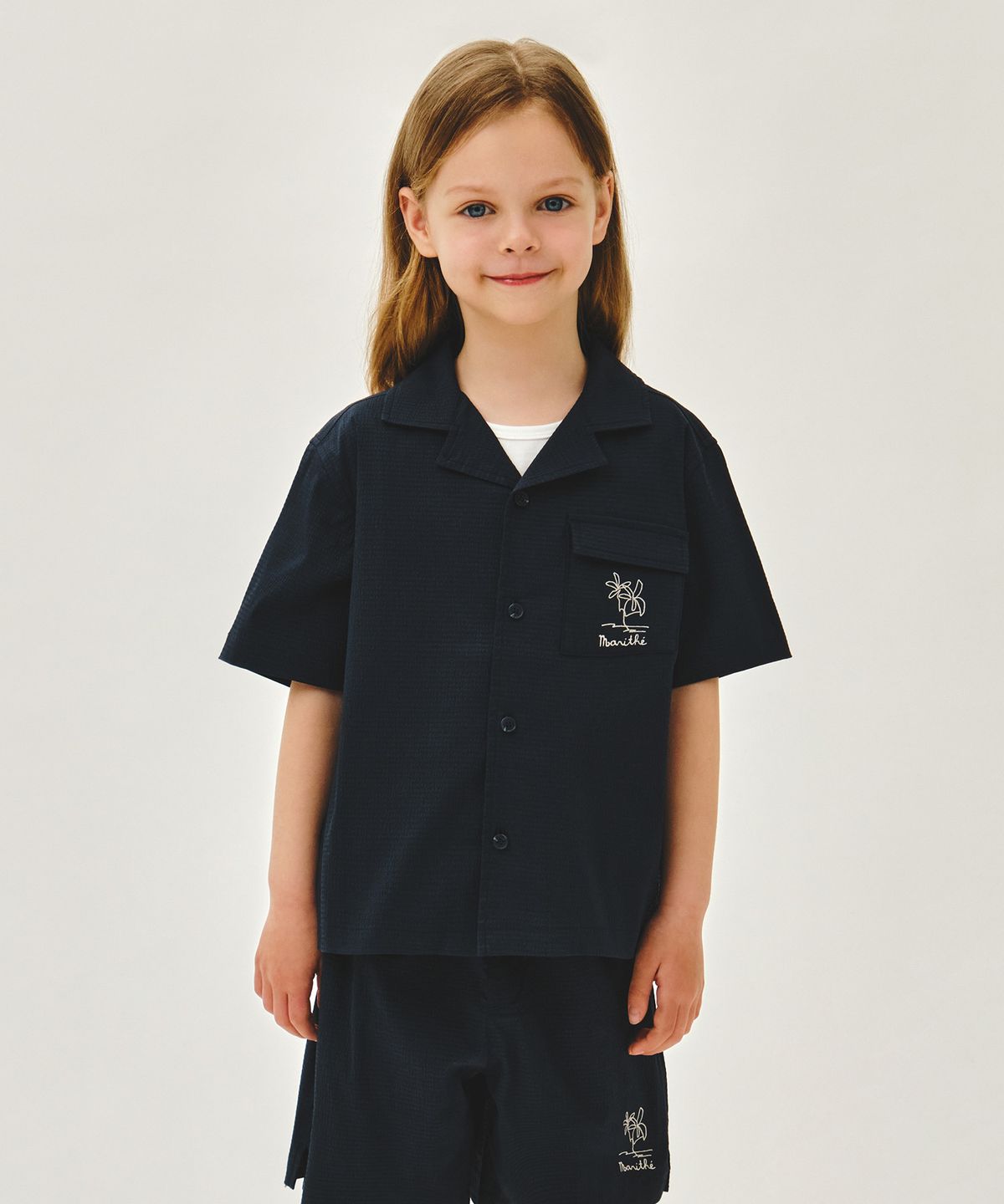 마리떼 키즈(MARITHÉ KIDS) KIDS SEERSUCKER HALF SHIRT navy