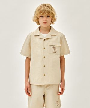KIDS SEERSUCKER HALF SHIRT light beige