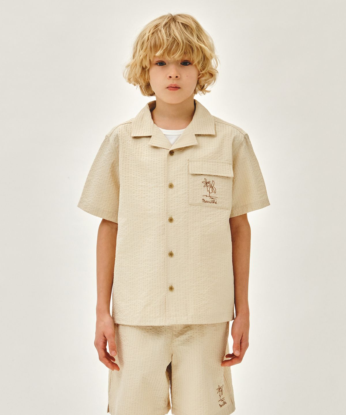 마리떼 키즈(MARITHÉ KIDS) KIDS SEERSUCKER HALF SHIRT light beige