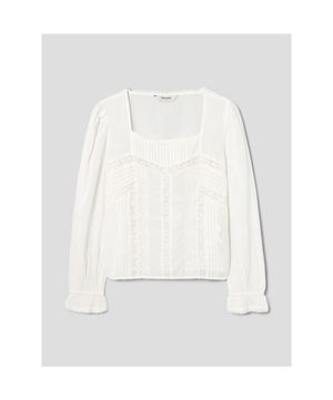 레이스 스퀘어넥 블라우스  화이트