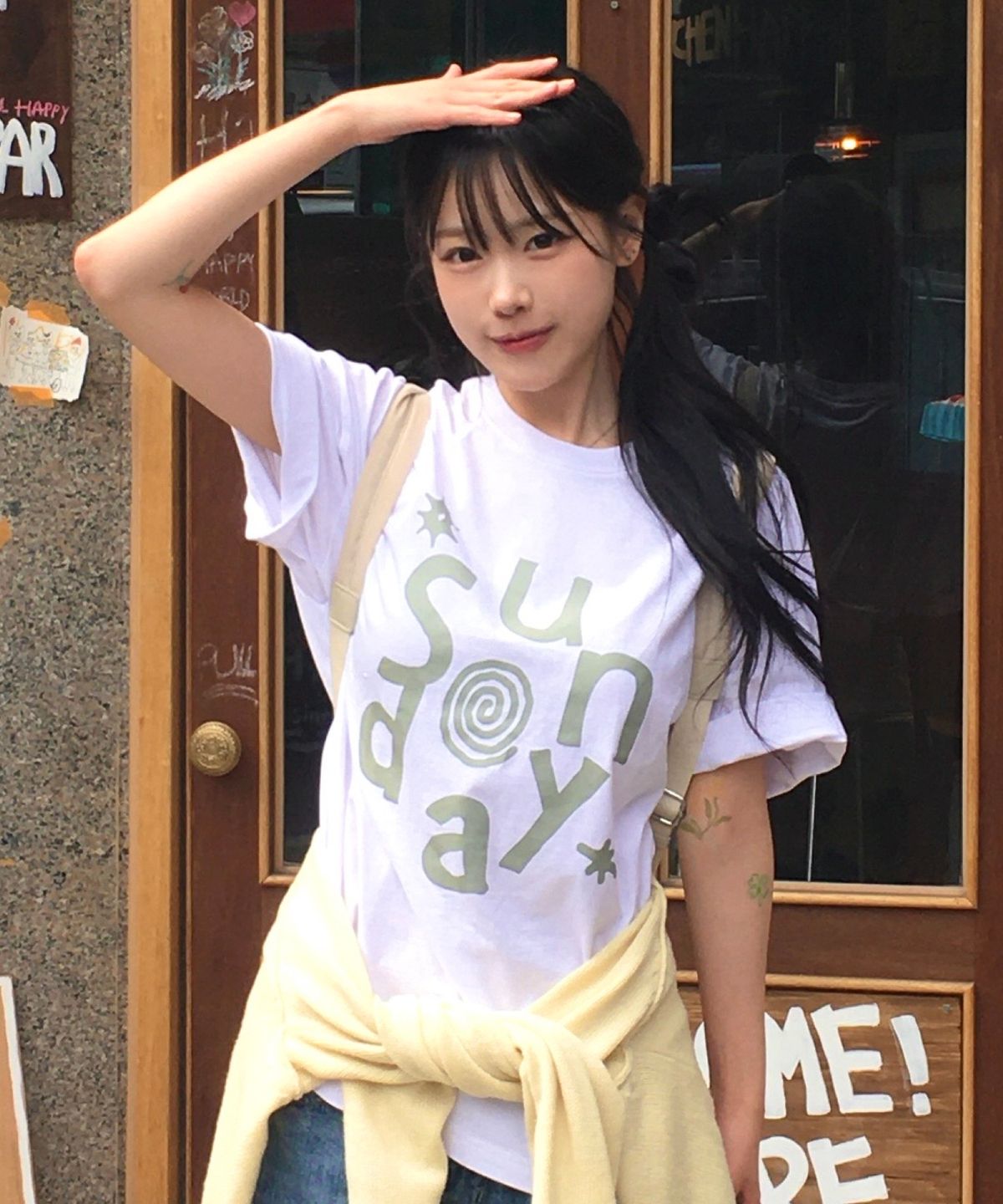 키뮤어(KIIMUIR) 선데이 바이브 반팔 티셔츠_화이트