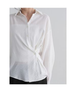 레이어드 스커트 셋업 셔츠  화이트