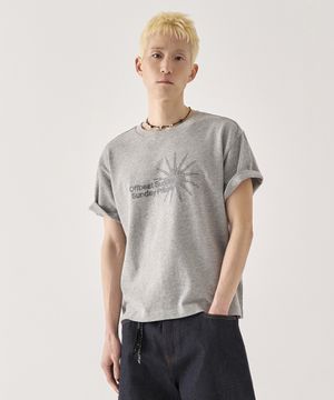 [크롭] 오프비트 선데이 크롭 반팔 티셔츠_멜란지 그레이