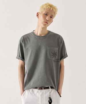 [크롭] 피그먼트 포켓 크롭 반팔 티셔츠_그레이쉬 베이지