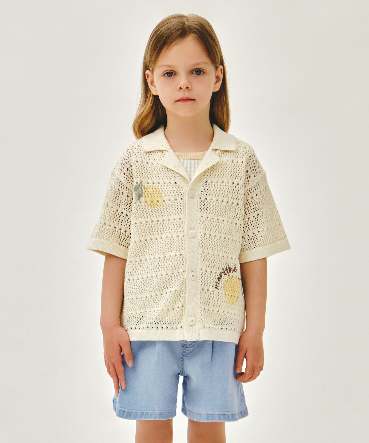 마리떼 키즈(MARITHÉ KIDS) KIDS HALF-SLEEVED KNIT CARDIGAN light beige